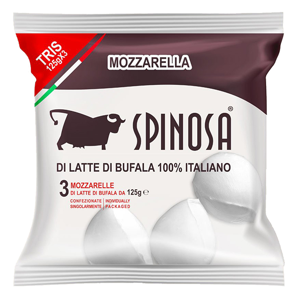 Tris di Mozzarella di Latte di Bufala 100% Italiano - Spinosa 
Cuscino Termosaldato da 125g x 3 Image