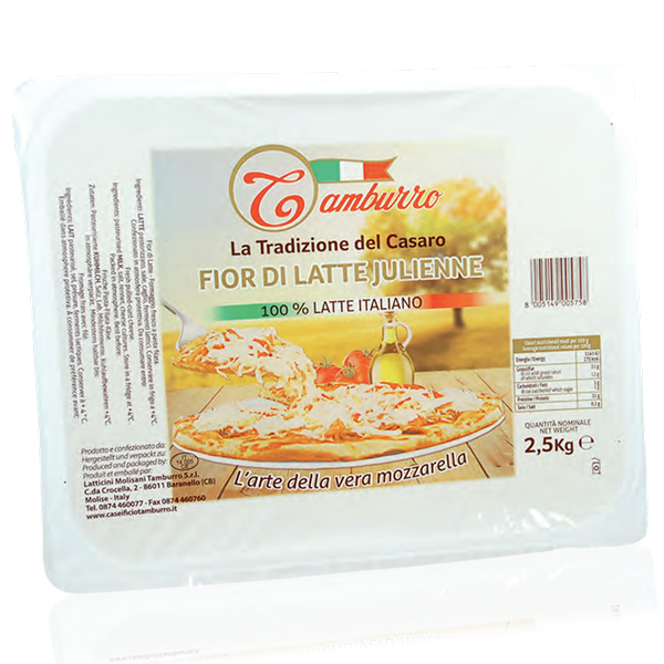 Mozzarella Fior di Latte Julienne, Lait Italien - Tamburro 
Barquette 2500g  Image